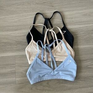 Women's Strappy Sports Bra Set - Black, Cream, and Blue